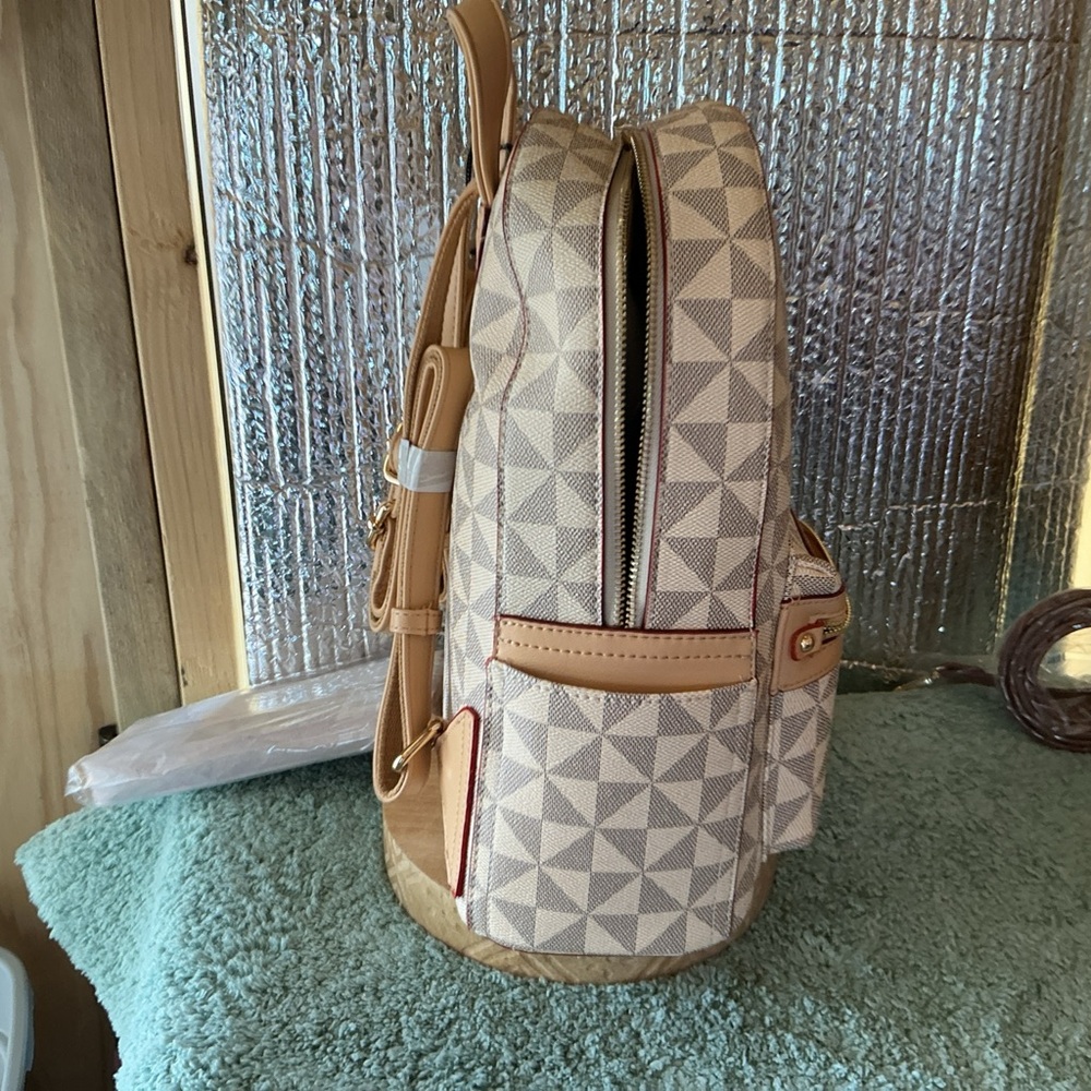 Geometric Pattern Backpack with Wallet NWT - image 9